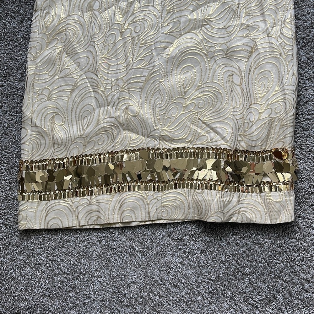 Lilly Pulitzer Diedra Dress In Gold Metallic Tidal Wave Jacquard XS - Picture 9 of 10